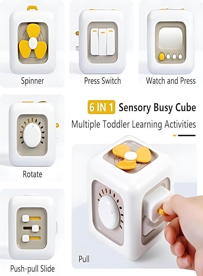 Zomify Life Skill Builder Cube - Montessori Toys for 1-3 Year Olds - Baby Sensory Travel Toys - Birthday Gifts for Learning & Motor Skills, White - Image 4